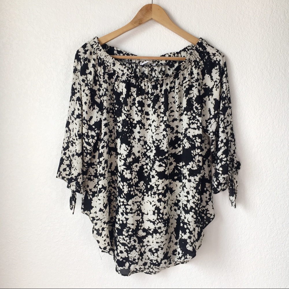 Three Eighty Two Black & White Floral Blouse